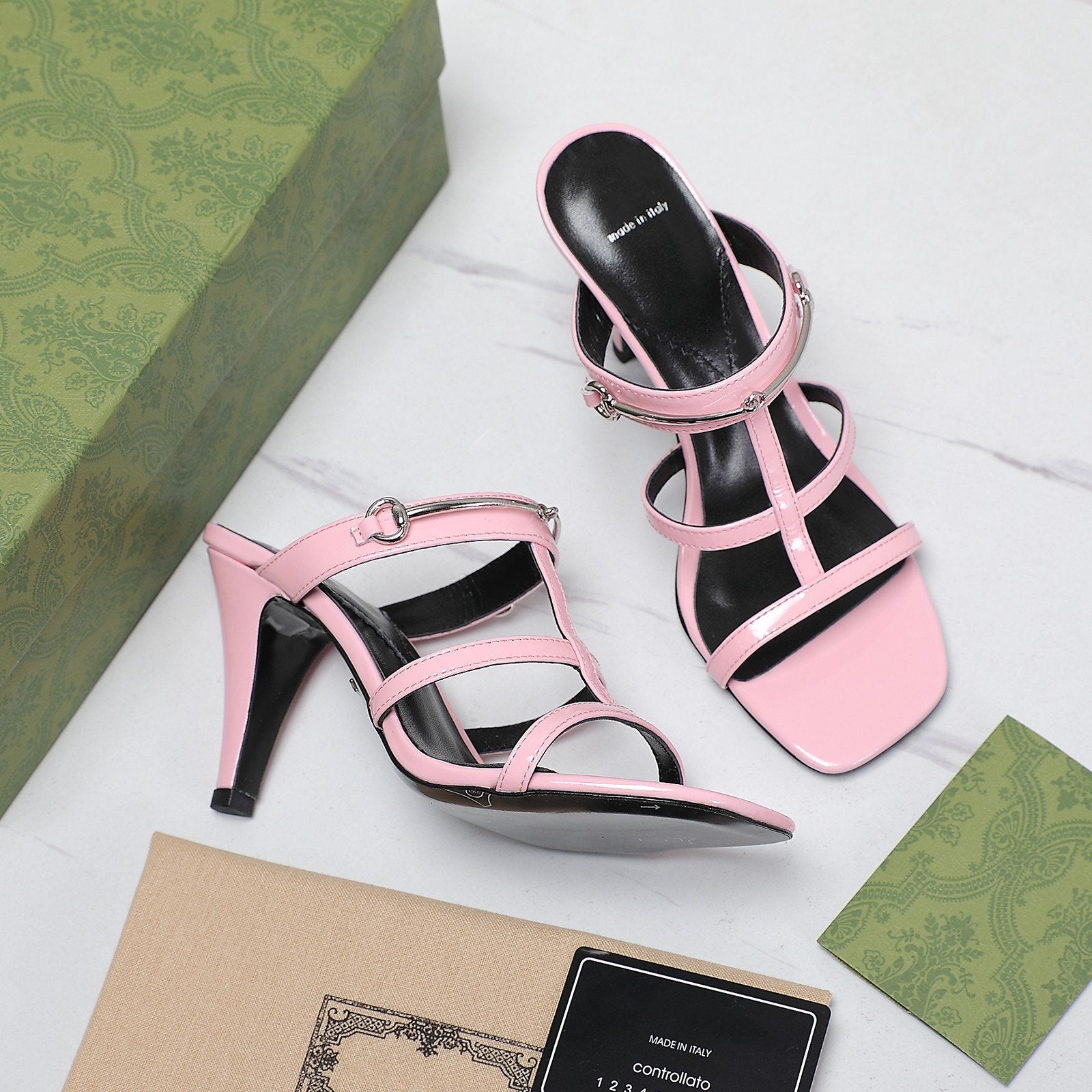 GUCCI SLIM HORSEBIT SLIDE SANDAL PINK