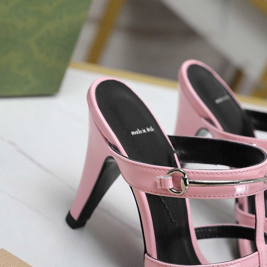 GUCCI SLIM HORSEBIT SLIDE SANDAL PINK