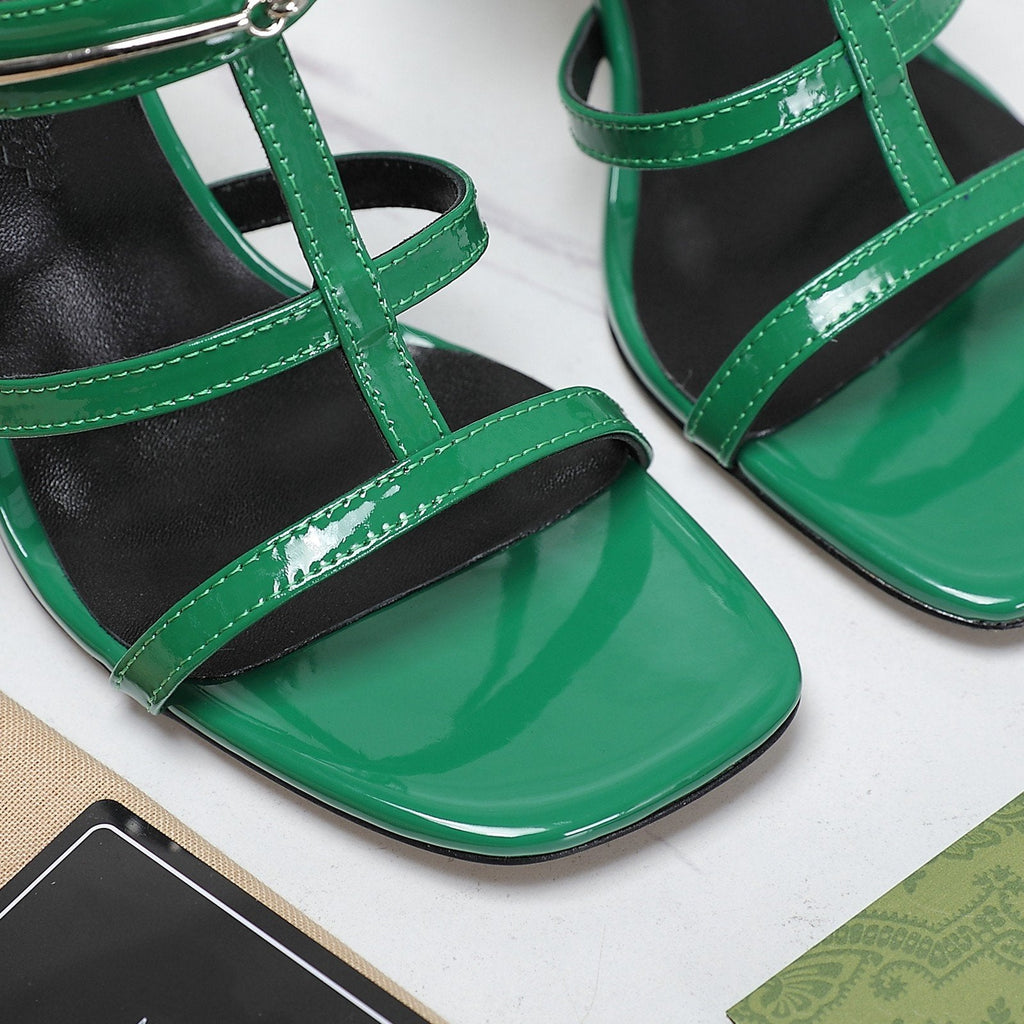 GUCCI SLIM HORSEBIT SLIDE SANDAL GREEN