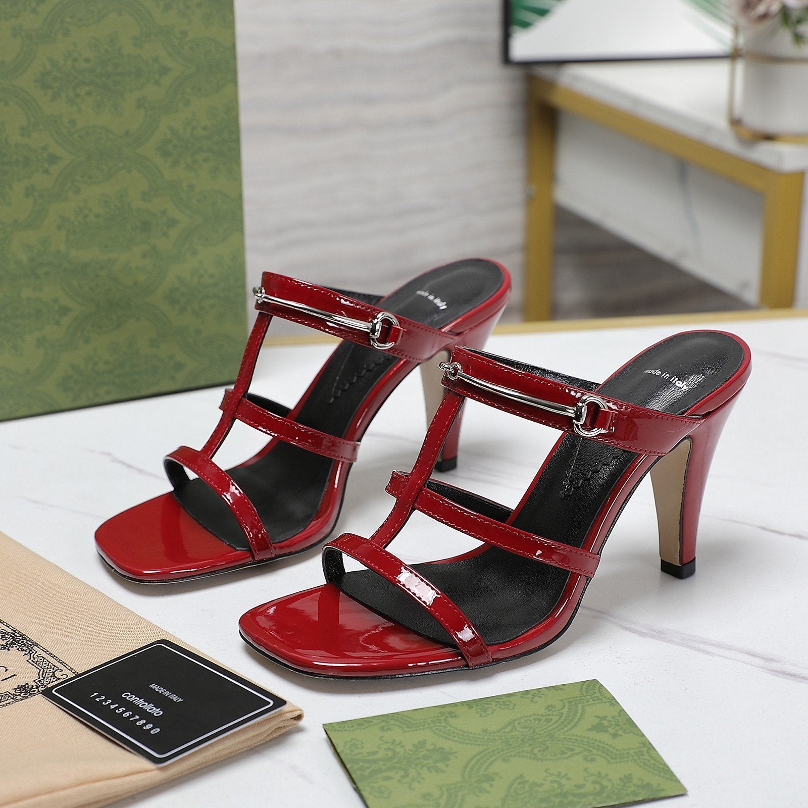 GUCCI SLIM HORSEBIT SLIDE SANDAL RED