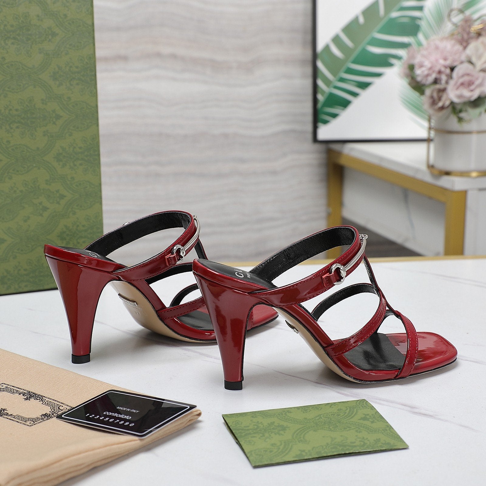GUCCI SLIM HORSEBIT SLIDE SANDAL RED