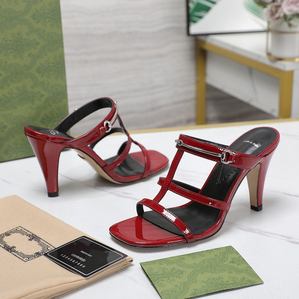 GUCCI SLIM HORSEBIT SLIDE SANDAL RED