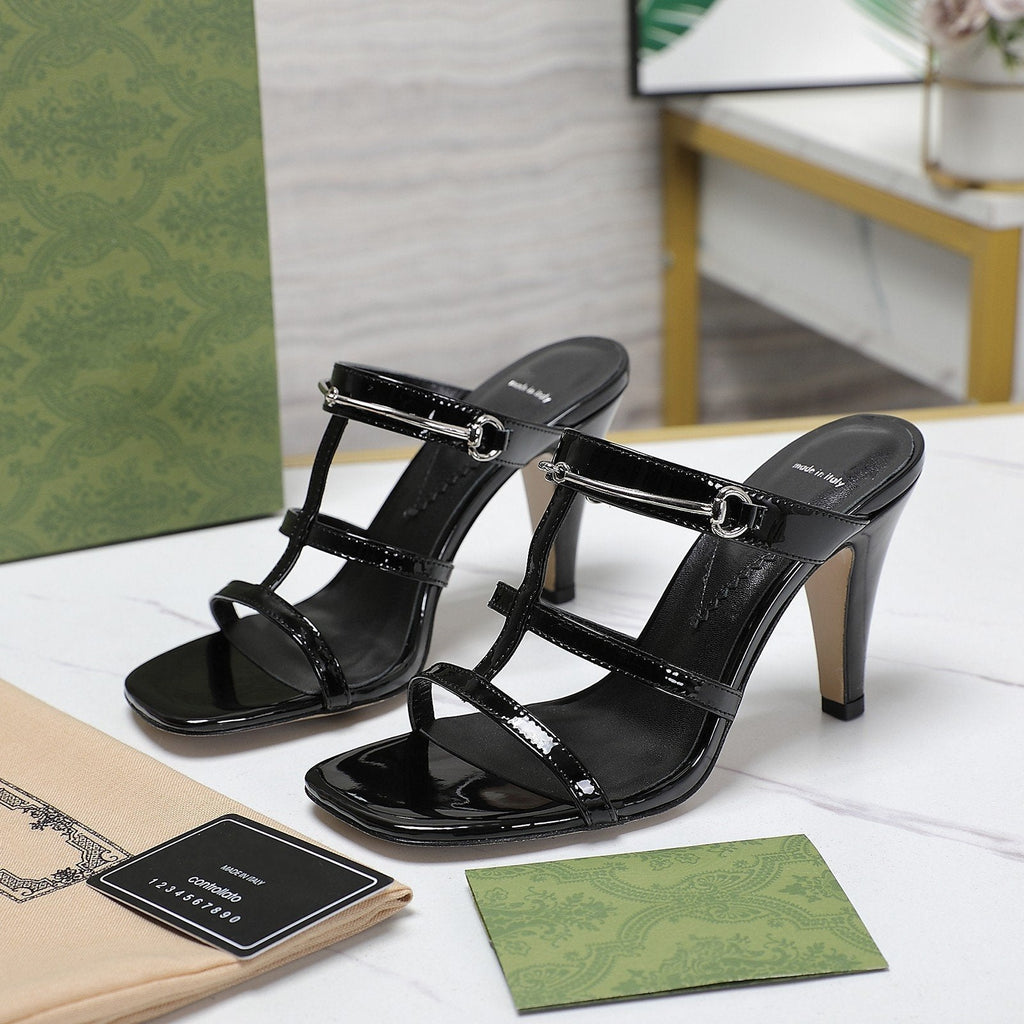 GUCCI SLIM HORSEBIT SLIDE SANDAL BLACK