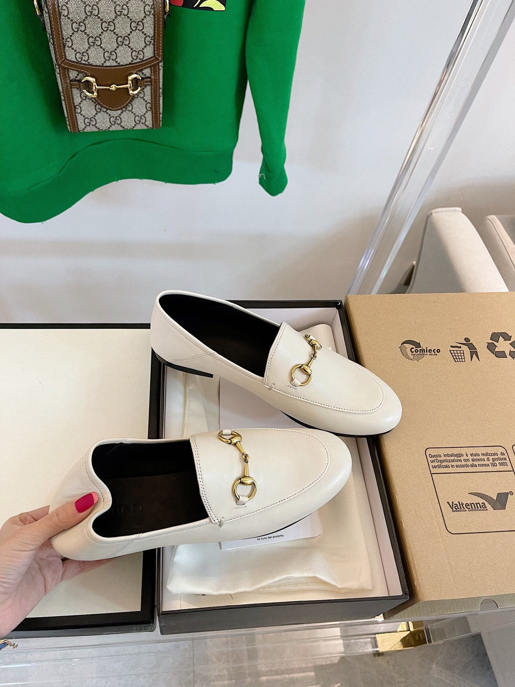 GUCCI LOAFERS MULES WHITE