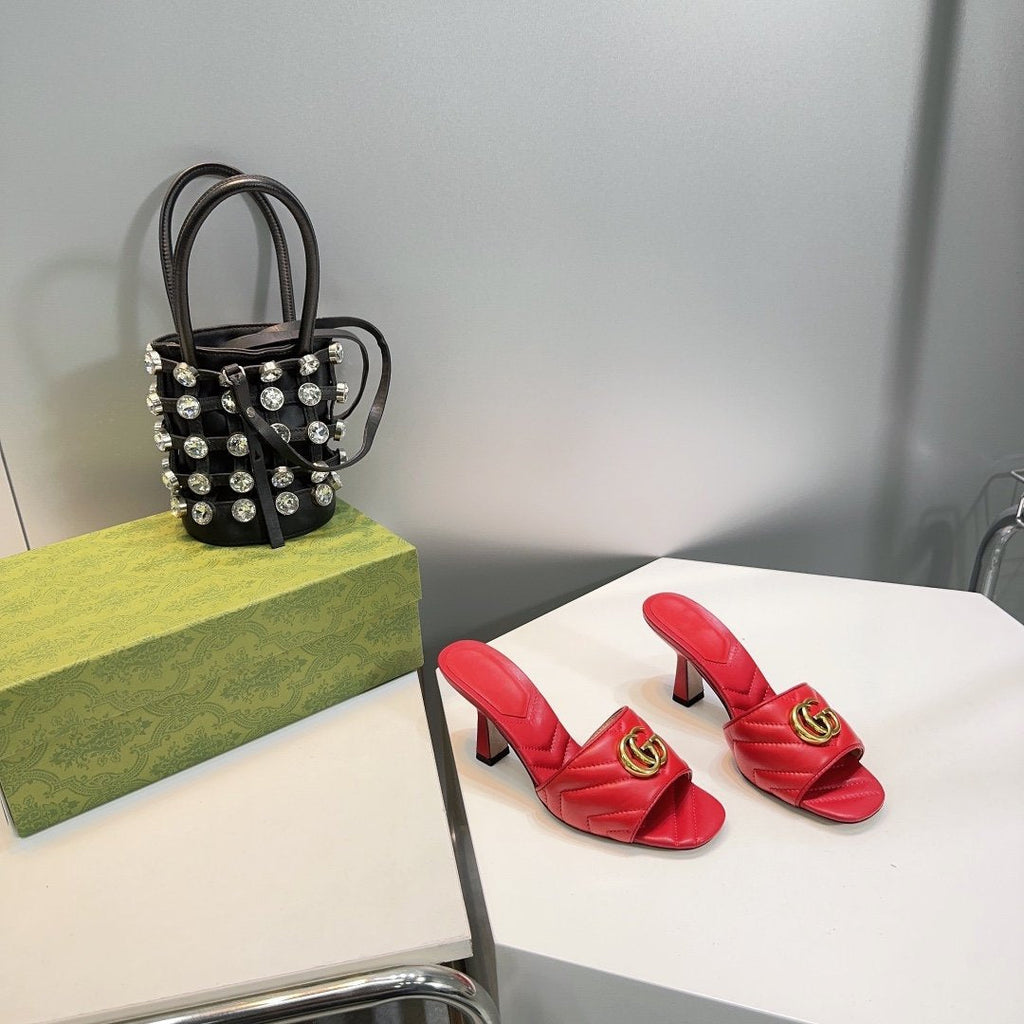 GUCCI SANDALS HIGH-HEELED RED