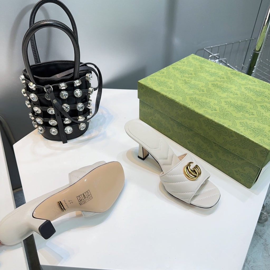 GUCCI SANDALS HIGH-HEELED WHITE