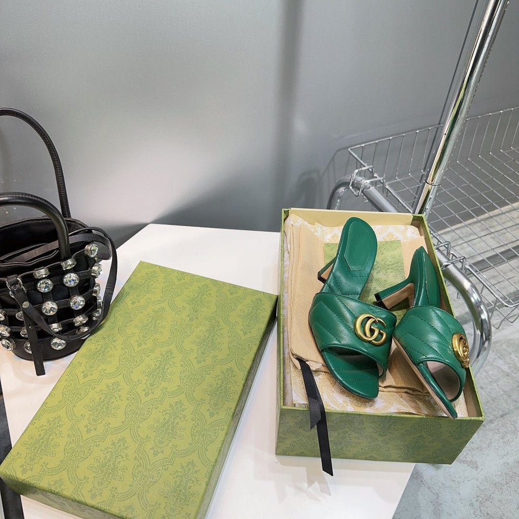 GUCCI SANDALS HIGH-HEELED GREEN