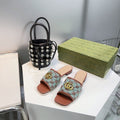 GUCCI MATELASS¨¦ CANVAS SLIDES LIGHT GREEN