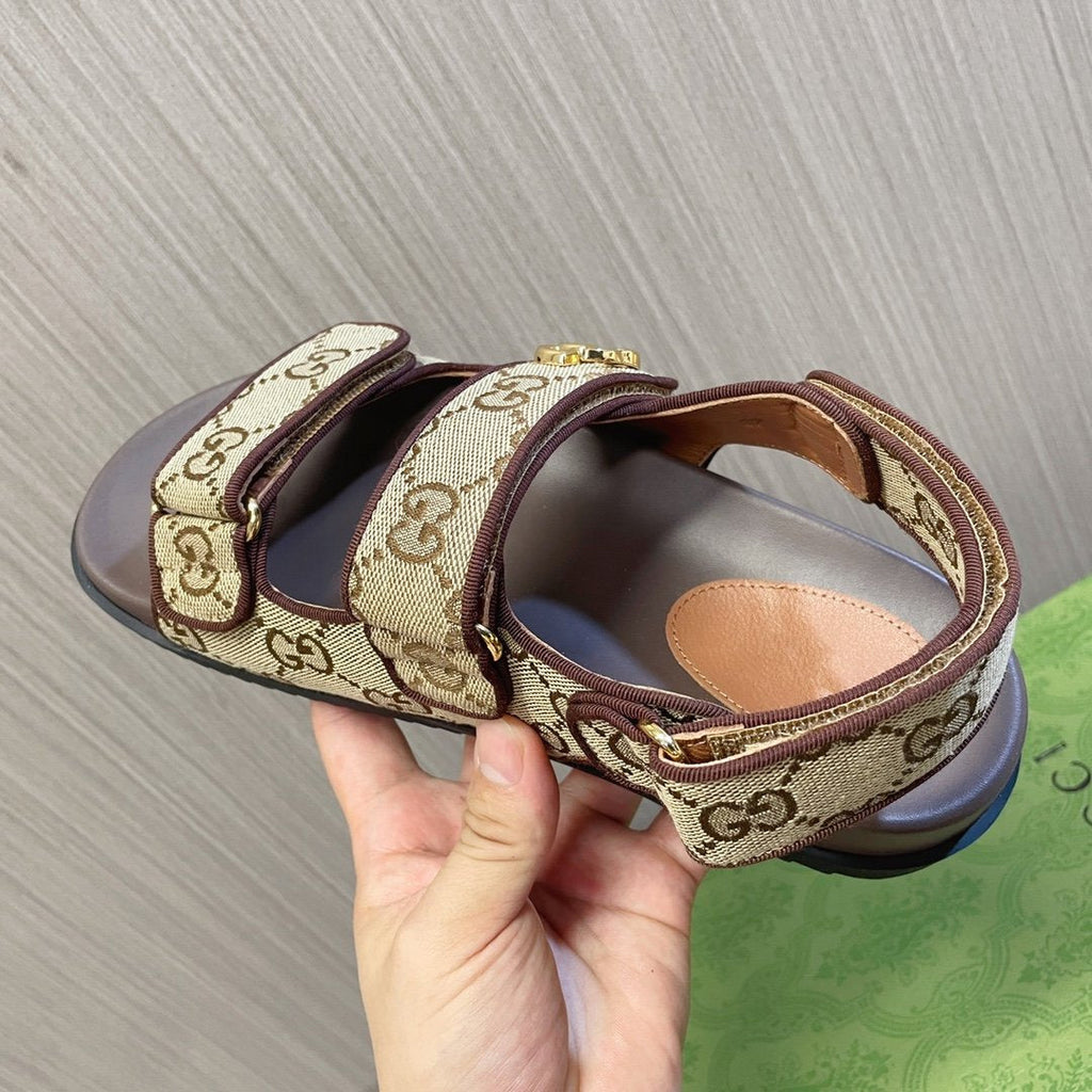 GUCCI CLASSIC CANVAS SANDALS BROWN