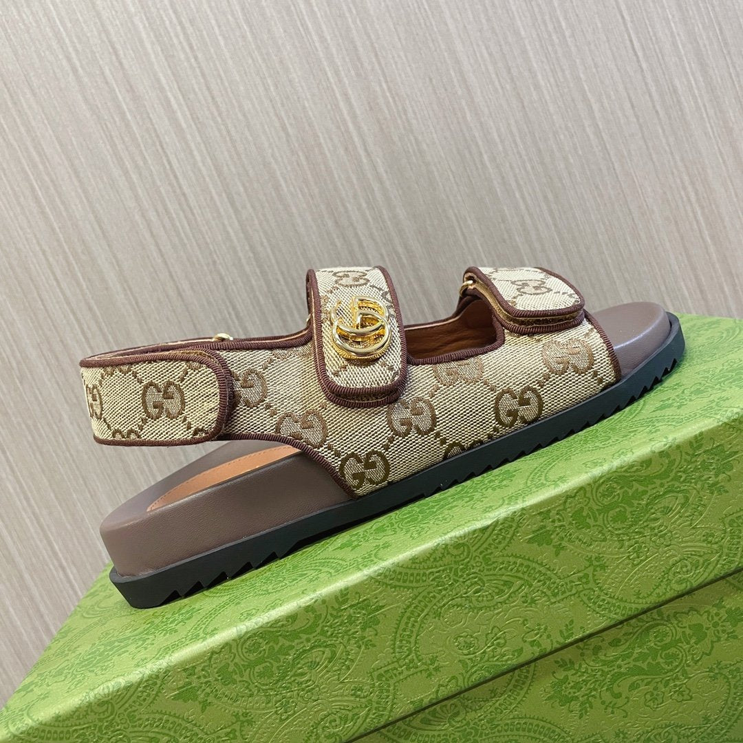 GUCCI CLASSIC CANVAS SANDALS BROWN
