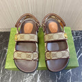 GUCCI CLASSIC CANVAS SANDALS BROWN