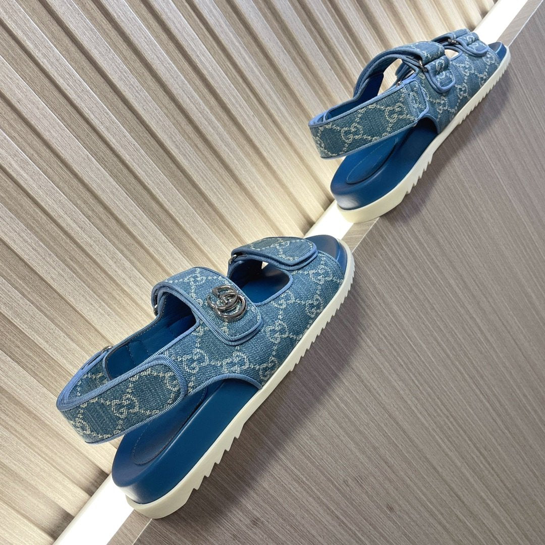 GUCCI CLASSIC CANVAS SANDALS BLUE