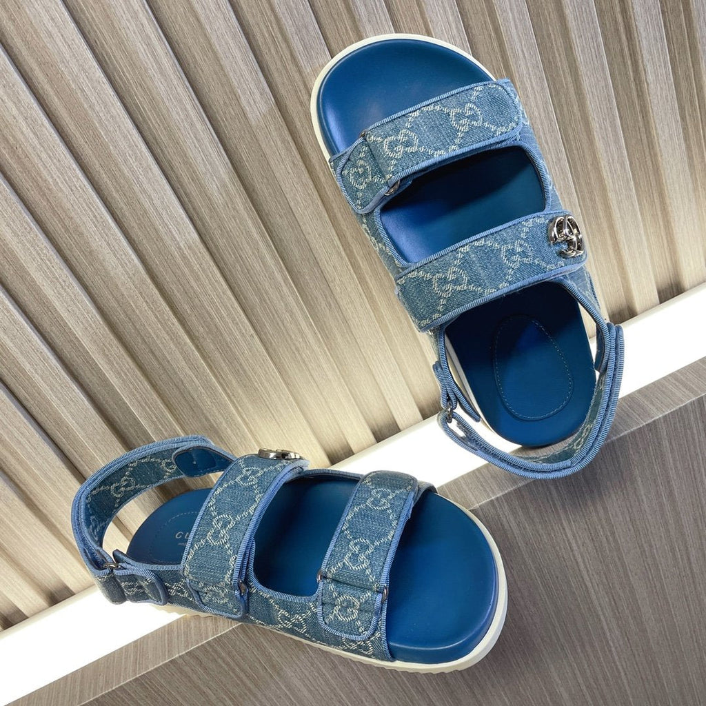 GUCCI CLASSIC CANVAS SANDALS BLUE