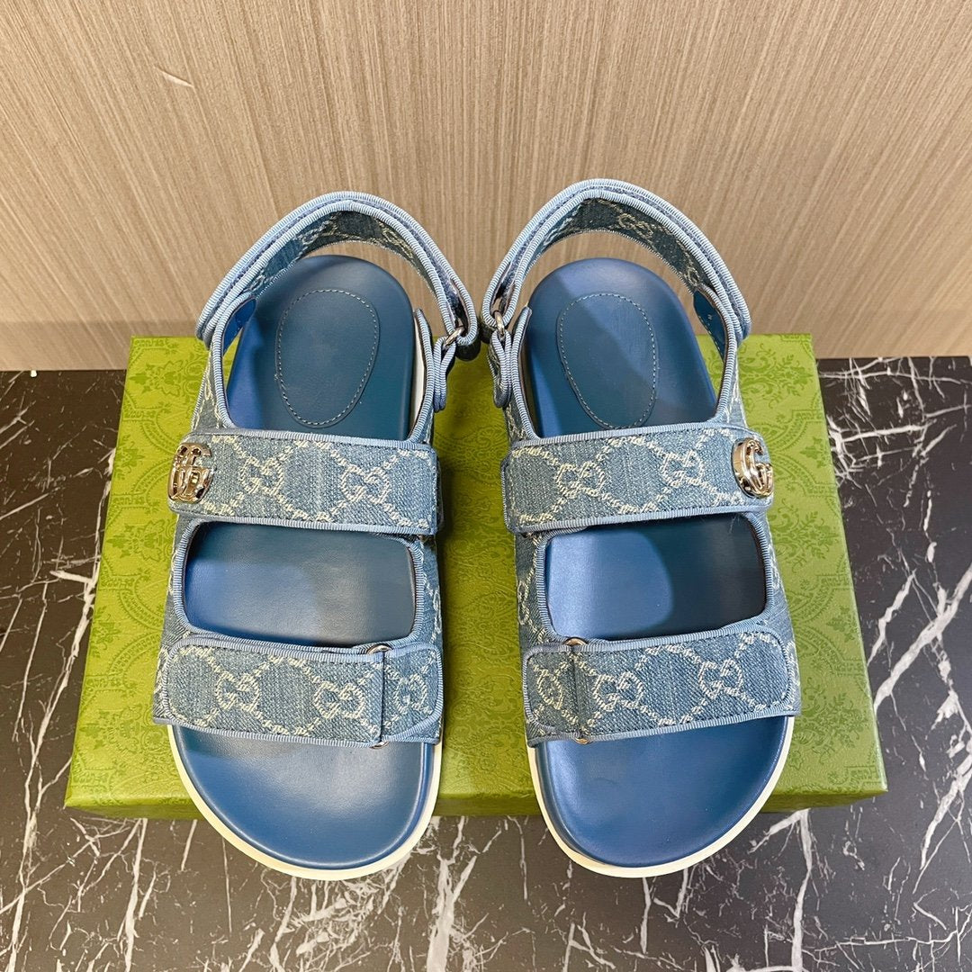 GUCCI CLASSIC CANVAS SANDALS BLUE