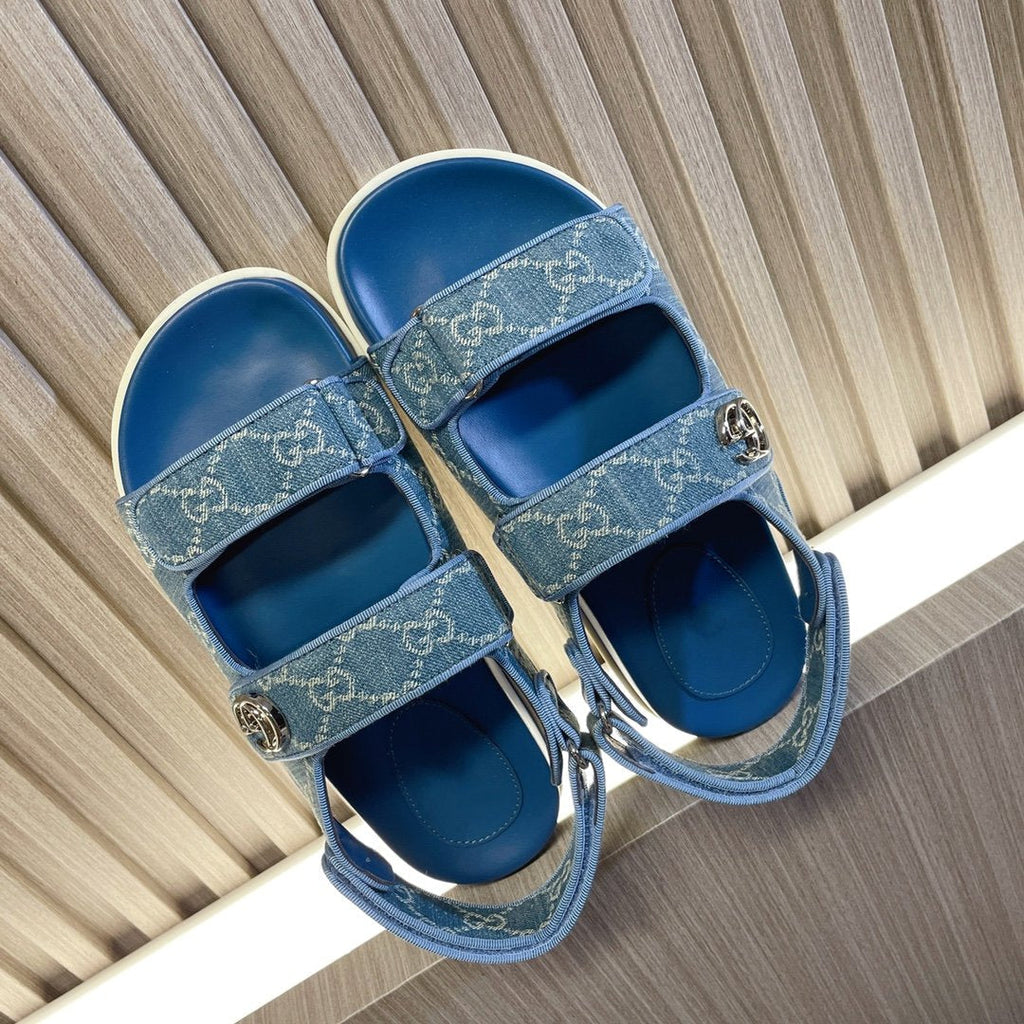 GUCCI CLASSIC CANVAS SANDALS BLUE