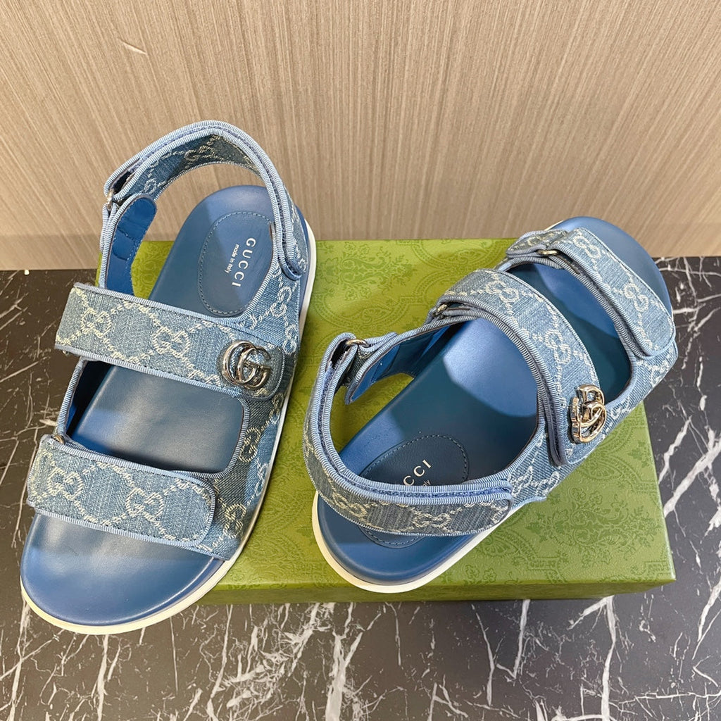 GUCCI CLASSIC CANVAS SANDALS BLUE