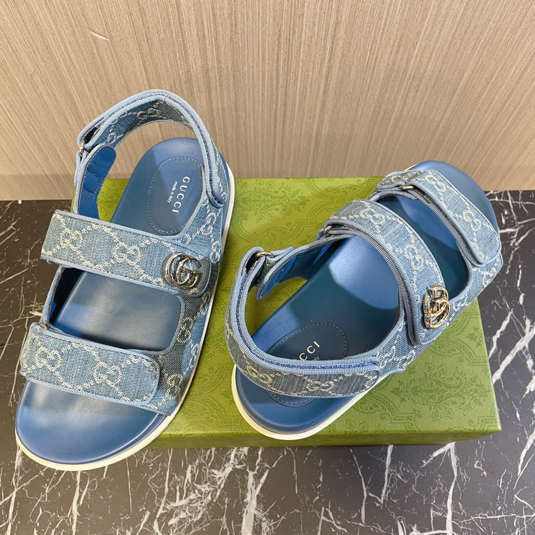GUCCI CLASSIC CANVAS SANDALS BLUE