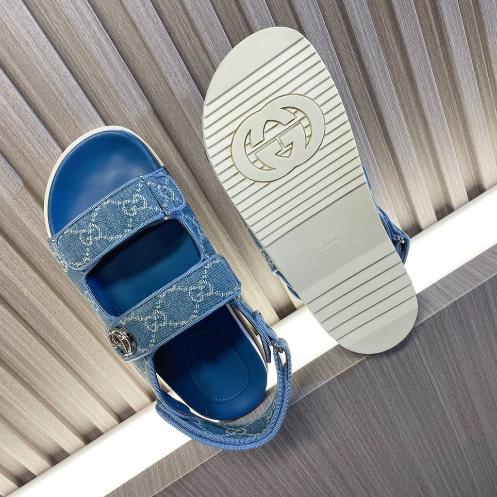 GUCCI CLASSIC CANVAS SANDALS BLUE