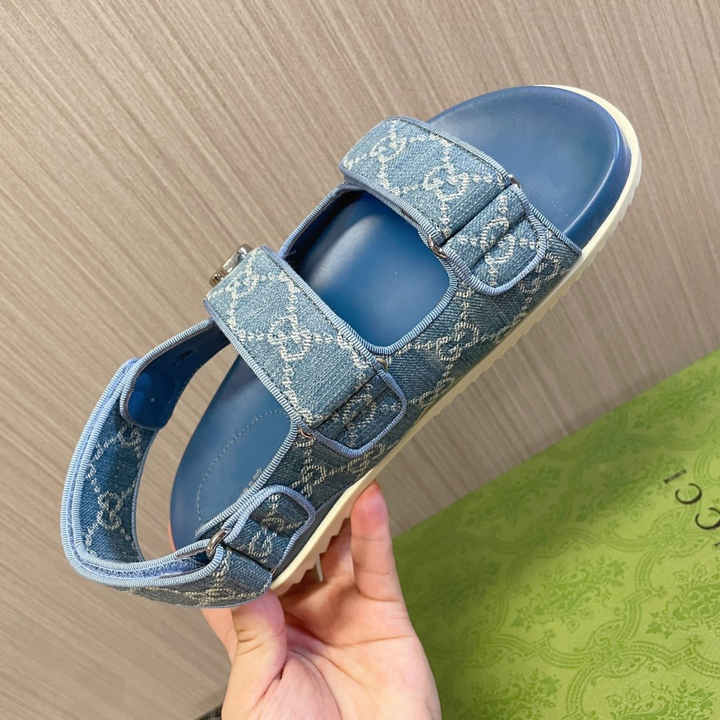 GUCCI CLASSIC CANVAS SANDALS BLUE