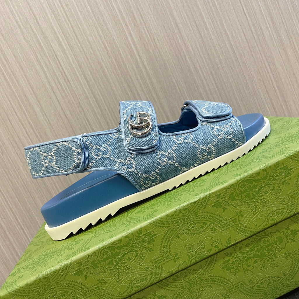 GUCCI CLASSIC CANVAS SANDALS BLUE