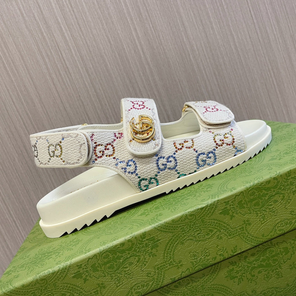 GUCCI CLASSIC CANVAS SANDALS WHITE