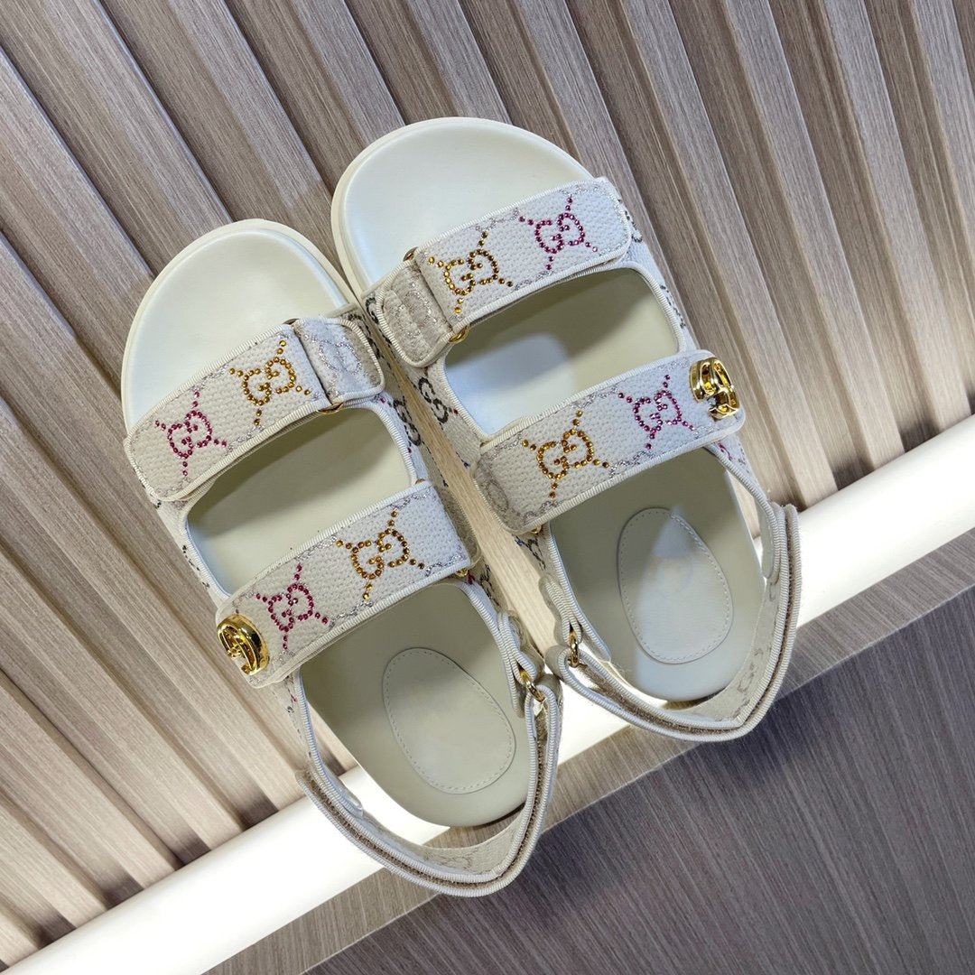 GUCCI CLASSIC CANVAS SANDALS WHITE
