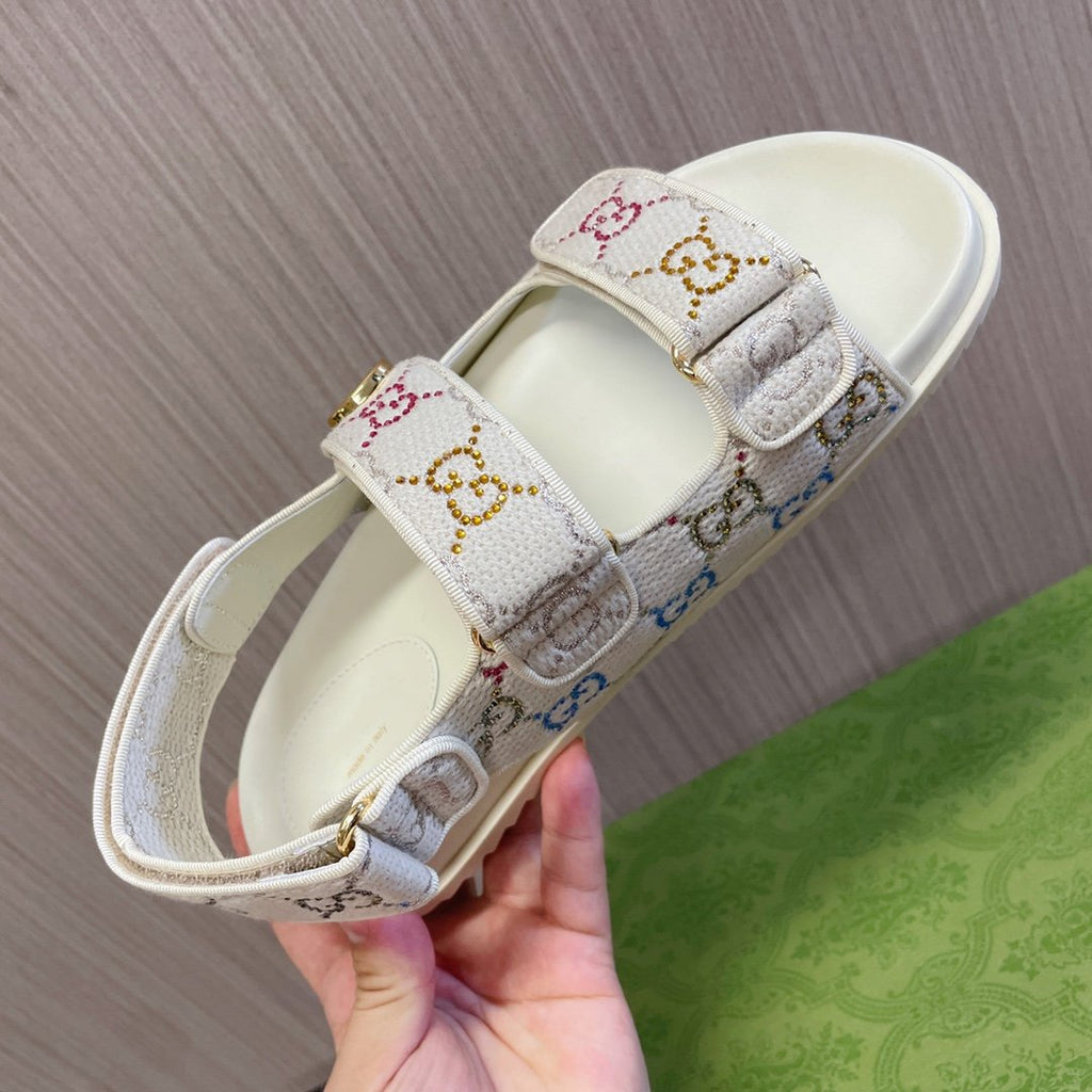 GUCCI CLASSIC CANVAS SANDALS WHITE