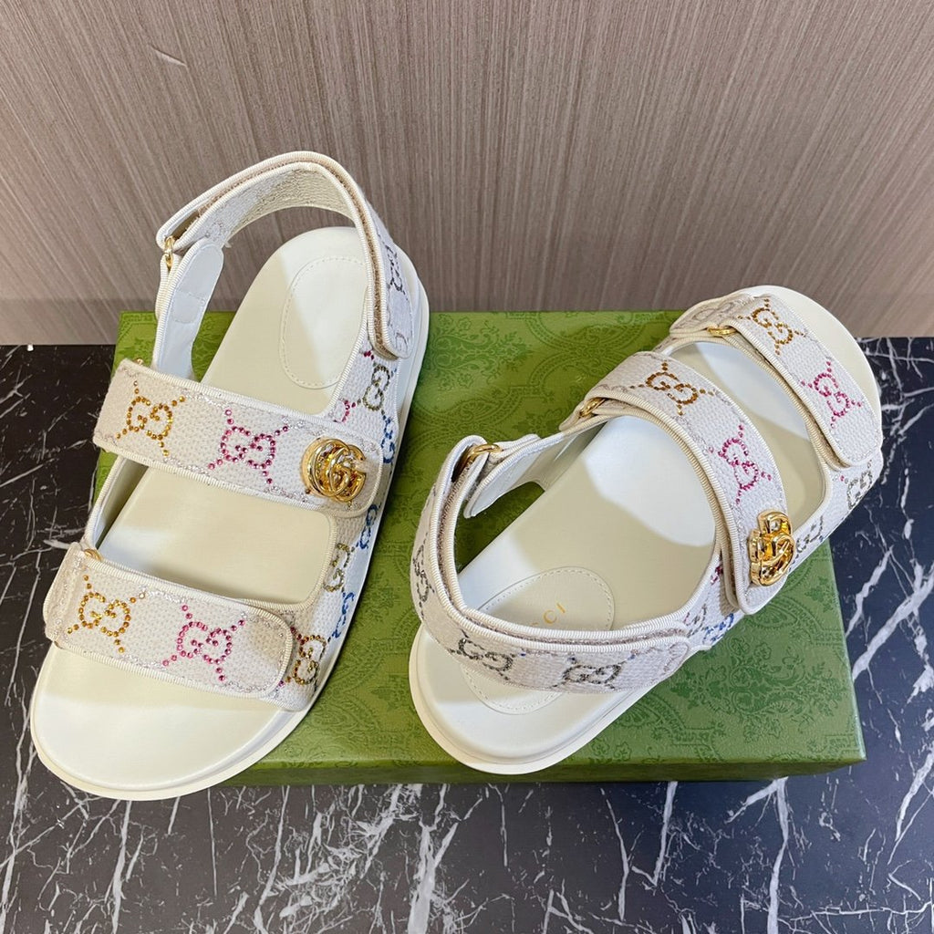 GUCCI CLASSIC CANVAS SANDALS WHITE