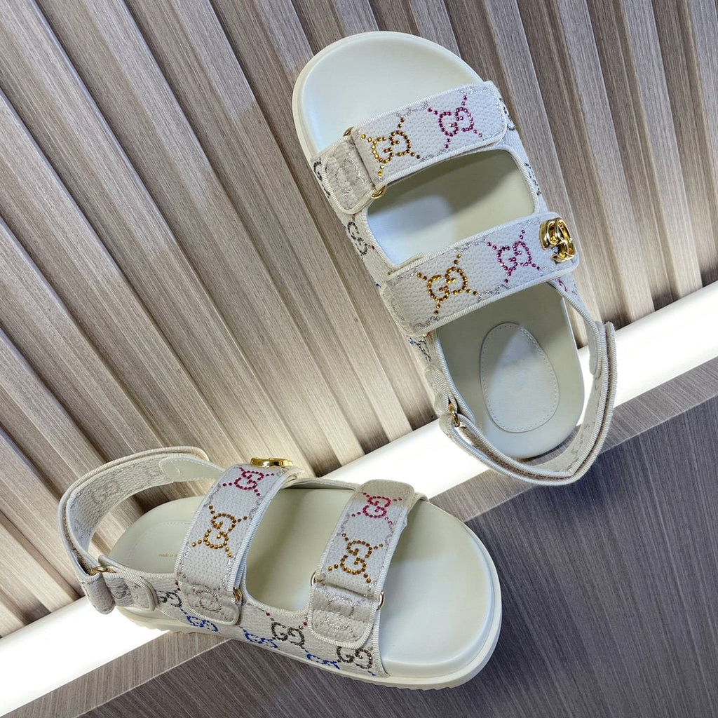 GUCCI CLASSIC CANVAS SANDALS WHITE