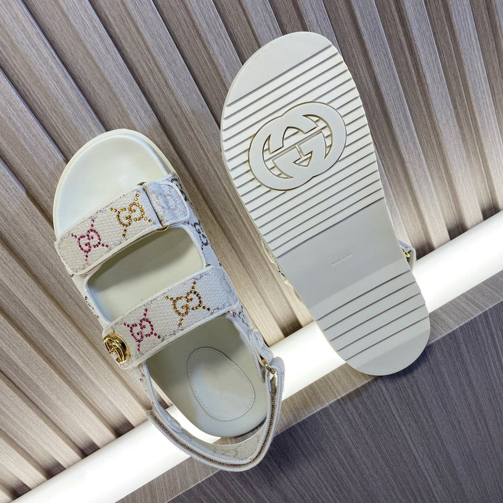 GUCCI CLASSIC CANVAS SANDALS WHITE