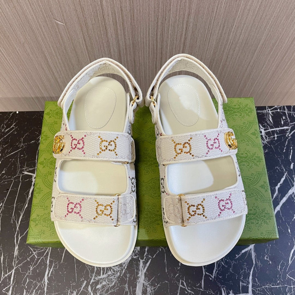 GUCCI CLASSIC CANVAS SANDALS WHITE
