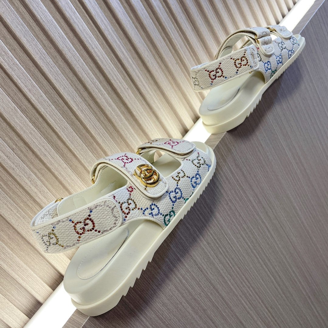 GUCCI CLASSIC CANVAS SANDALS WHITE