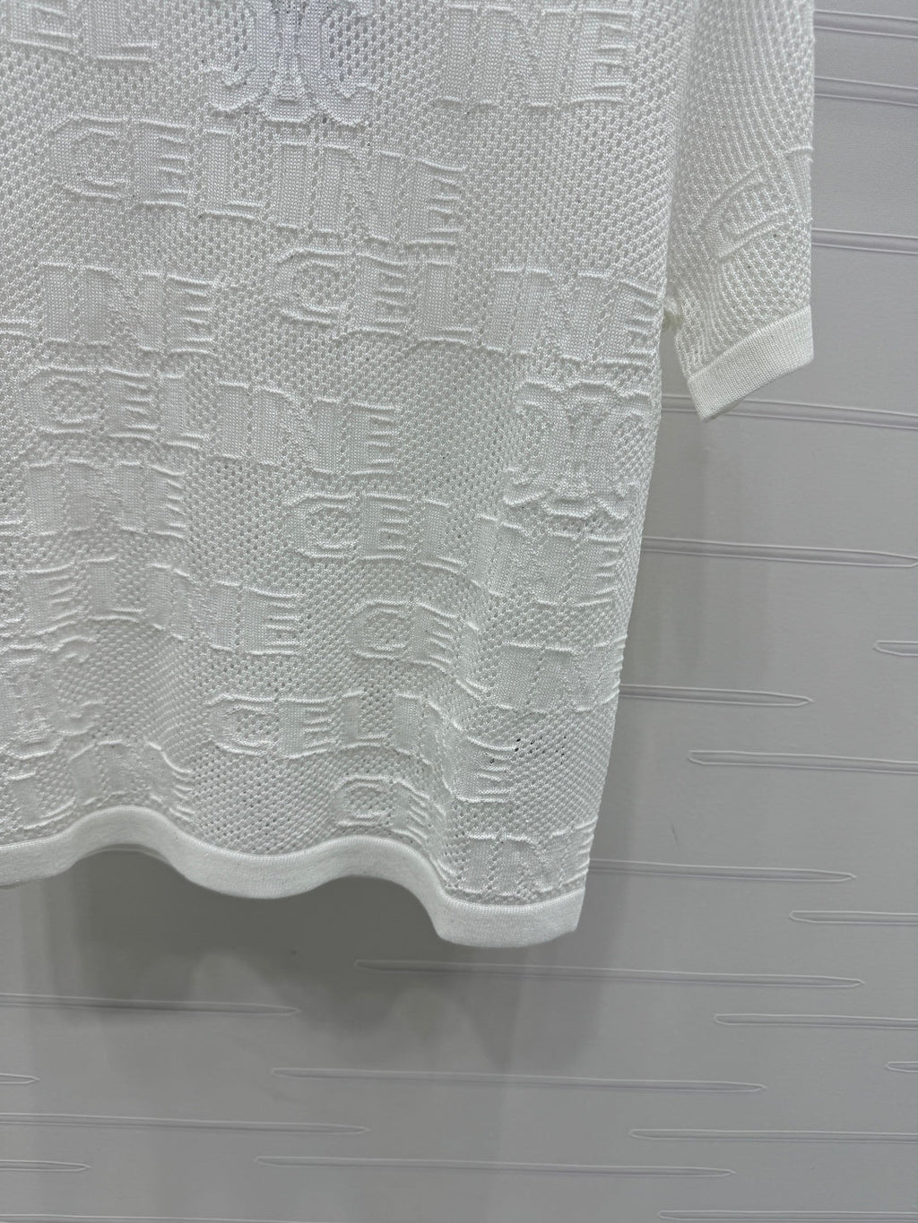 CELINE SHORT-SLEEVE CROCHET TOP WHITE 274807