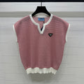 PRADA D 25S STRIPED V-NECK KNITTED VEST 264127
