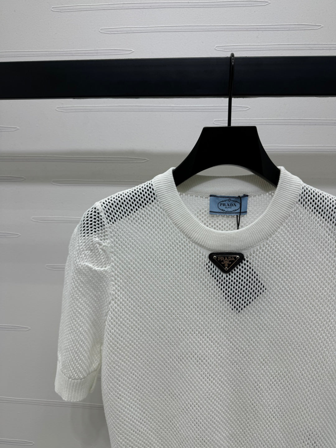 PRADA D 25S HOLLOW KNIT SHORT SLEEVE TOP 264134