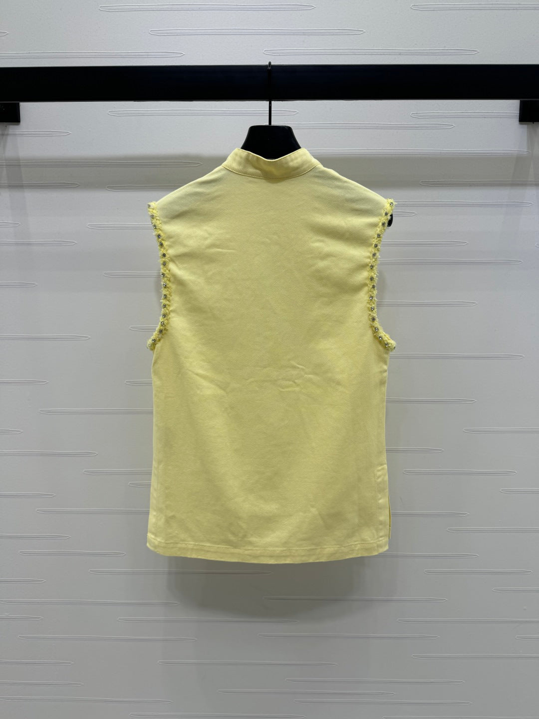 GUCCI SLEEVELESS DENIM TOP WITH STAND COLLAR
