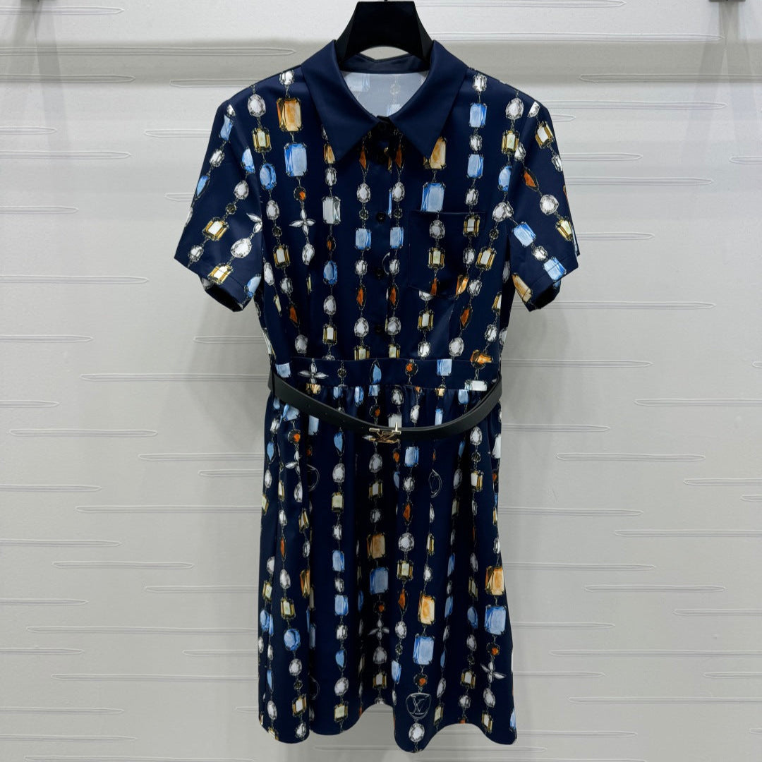 LOUIS VUITTON LV SHORT-SLEEVE BELTED DRESS 269529