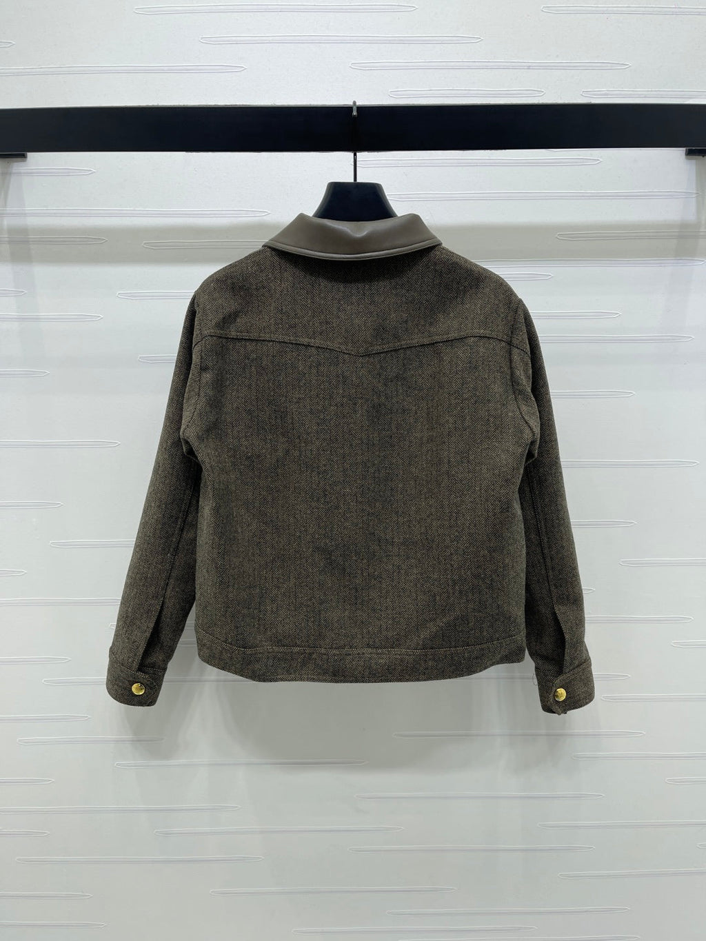 CELINE 25S PU LEATHER JACKET WITH LAPEL TRIM 0032