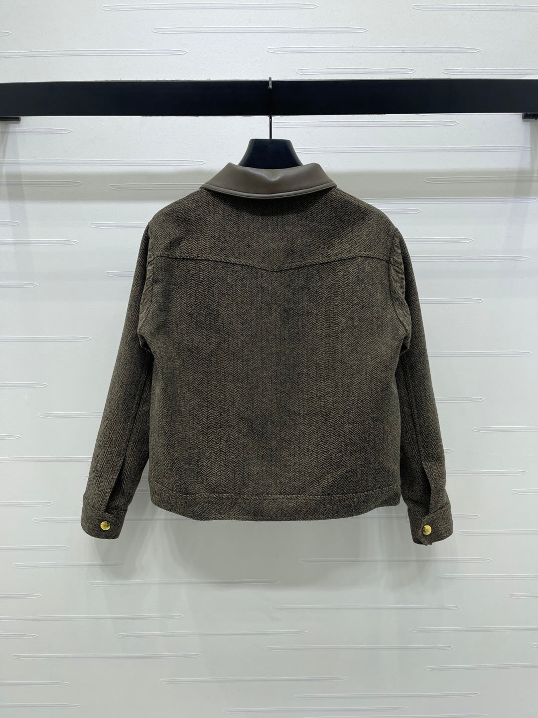 CELINE 25S PU LEATHER JACKET WITH LAPEL TRIM 0032