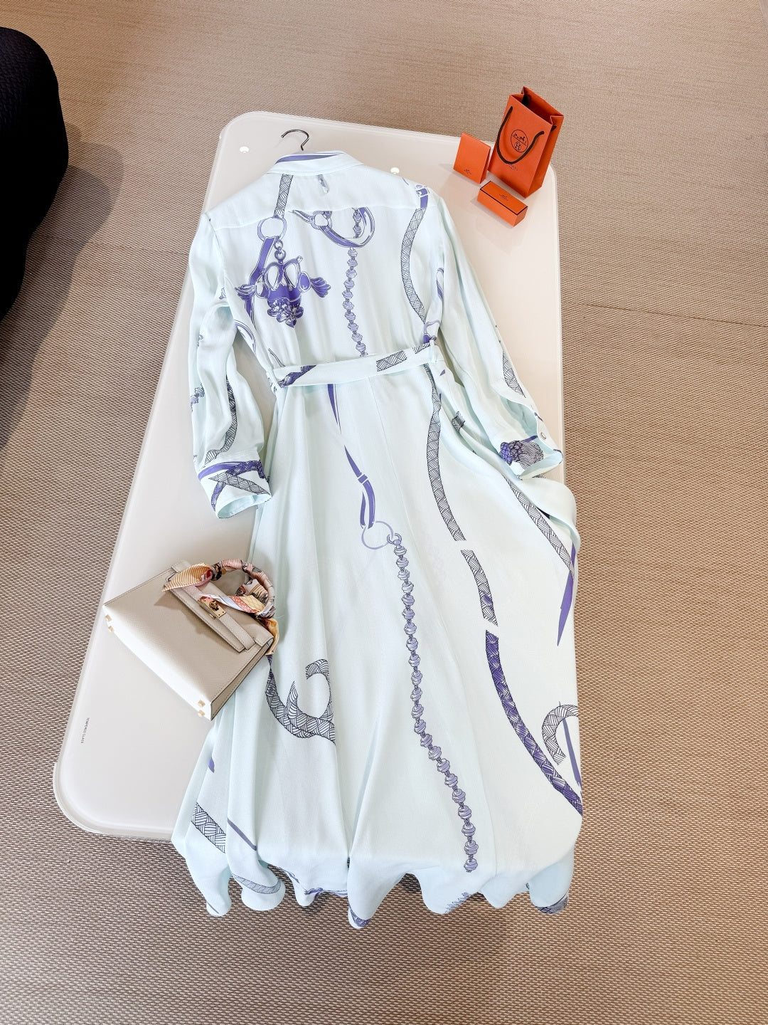 HERMES HERMES 25S LONG SILK DRESS 259