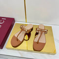 GUCCI THONG SANDALS IN BROWN LAMBSKIN PRINTED LOGO WITH GOLD HARDWARE