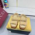 GUCCI SANDALS 25S IN NATURAL STRAW CROCHET COTTON FABRIC