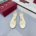 GUCCI THONG SANDALS 25S IN WHITE LAMBSKIN WITH GOLD HARDWARE