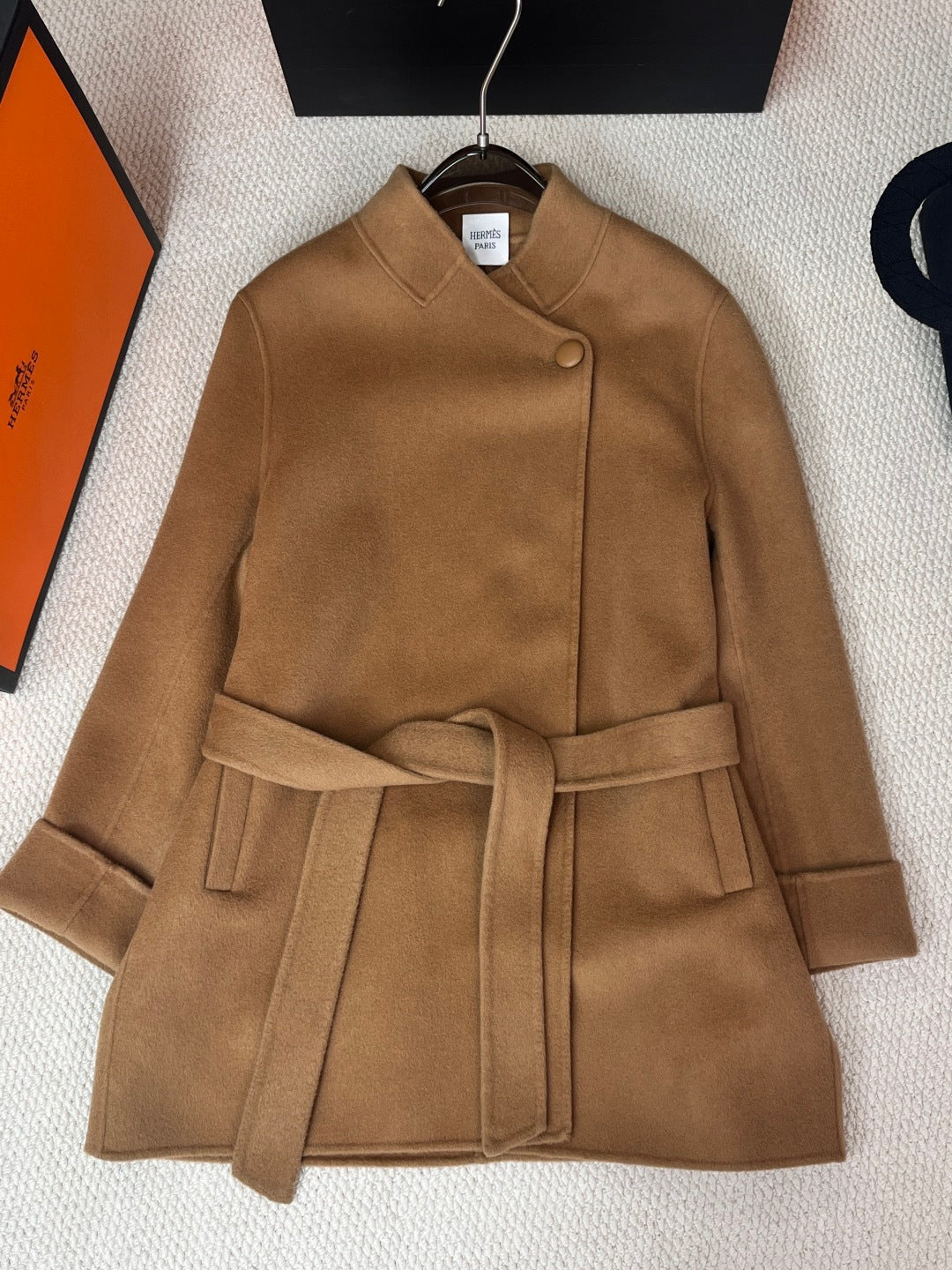 HERMES 25S STAND-COLLAR CASERE COAT 207