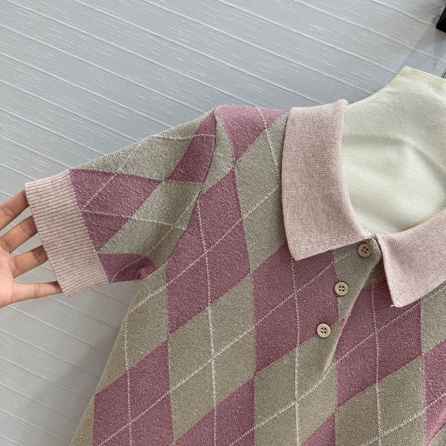 GUCCI Gucci 25 Short-sleeved Knitted Sweater Pink Wool