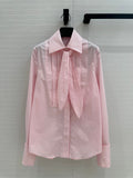 Loewe 25 Pleated Flower Knot Shirt Pink Cotton