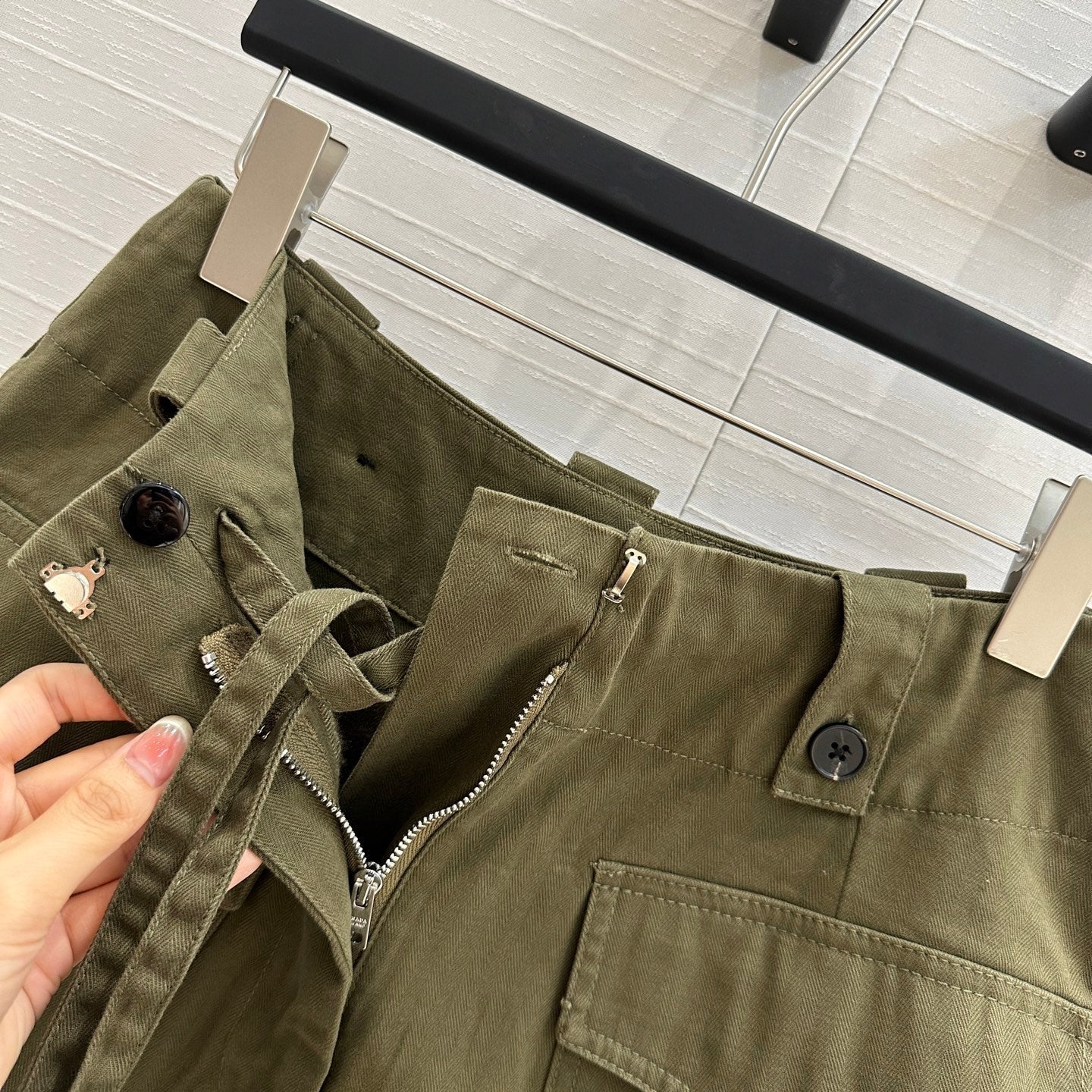 PRADA MOSS GREEN A-LINE SKIRT 264360
