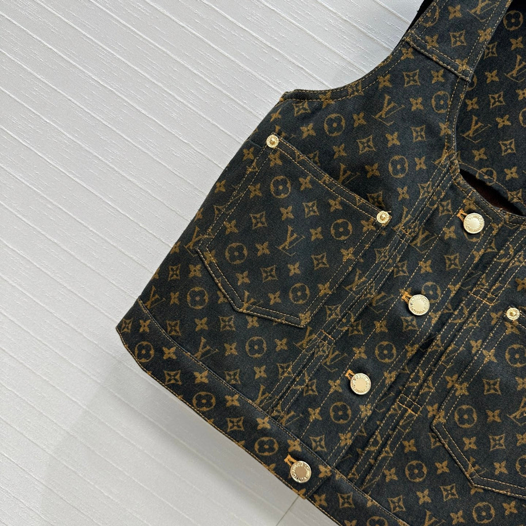 LOUIS VUITTON LV  DENIM SLEEVELESS TOP WITH LOGO 264405