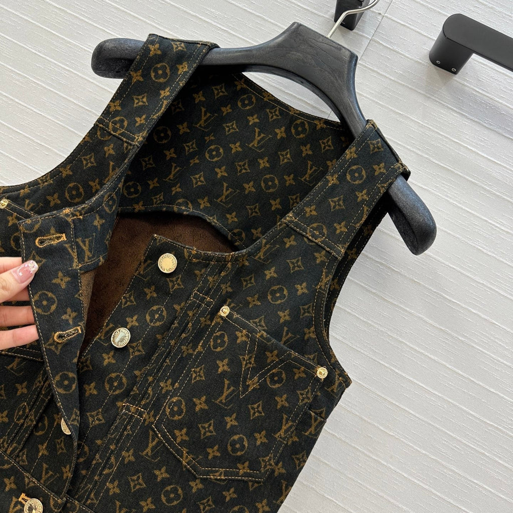 LOUIS VUITTON LV DENIM SLEEVELESS DRESS WITH LOGO 264410