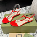 GUCCI THONG SANDAL IN CANDY RED CALFSKIN WITH GOLD HARDWARE